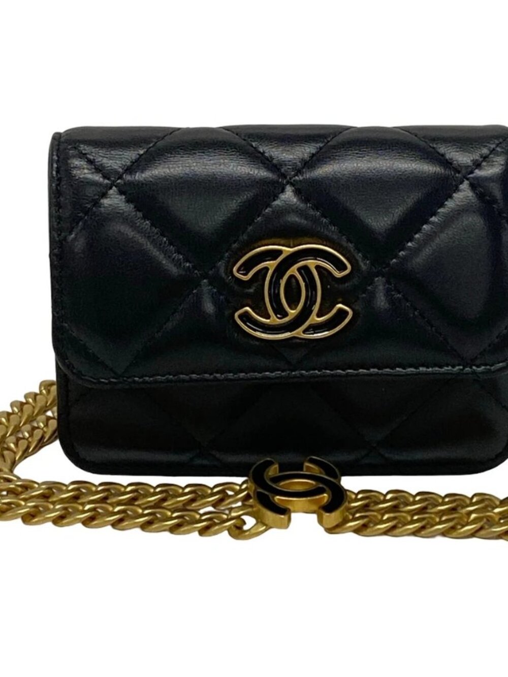 CHANEL Matelasse Black Lambskin Bum Bag gold hardware